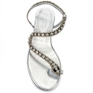 SCHUTZ Silver Snake Sandals with Crystal Embellishments - Like New